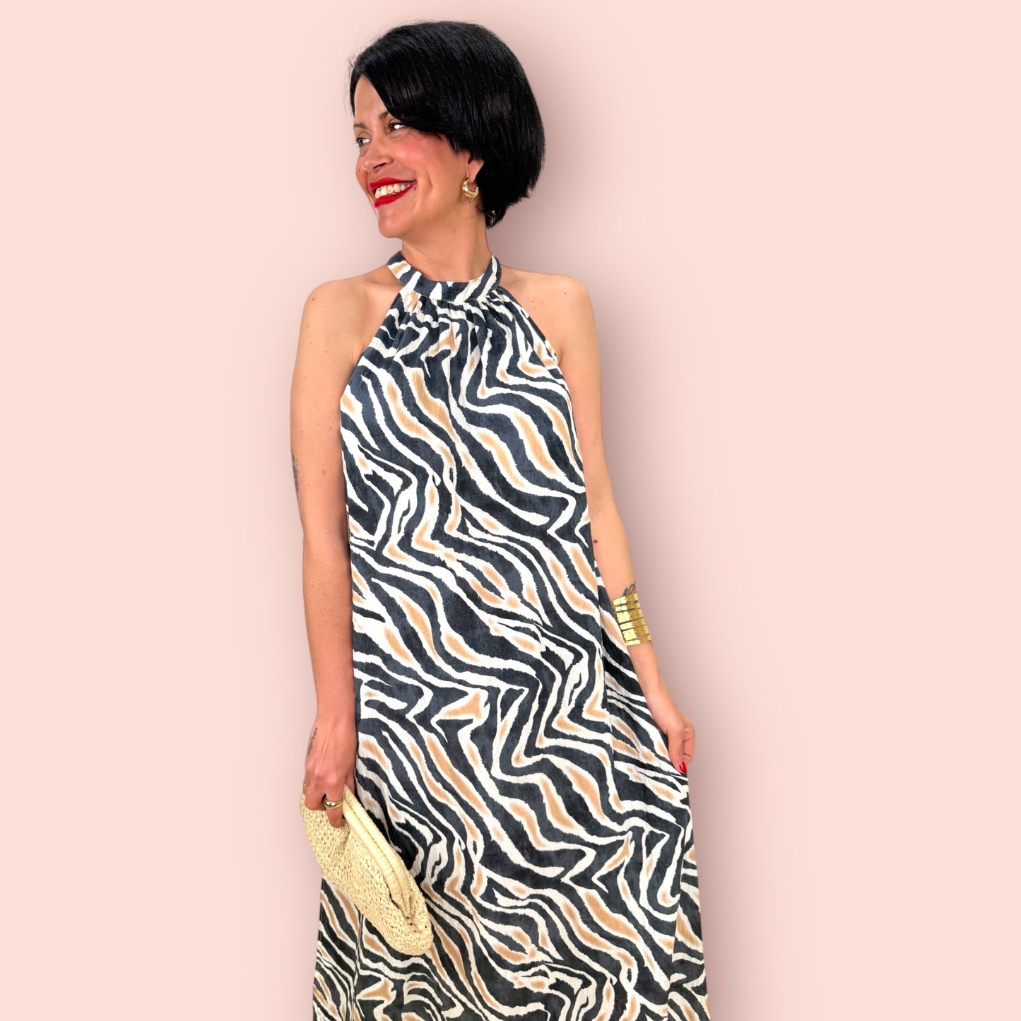 Vestido halter zebra