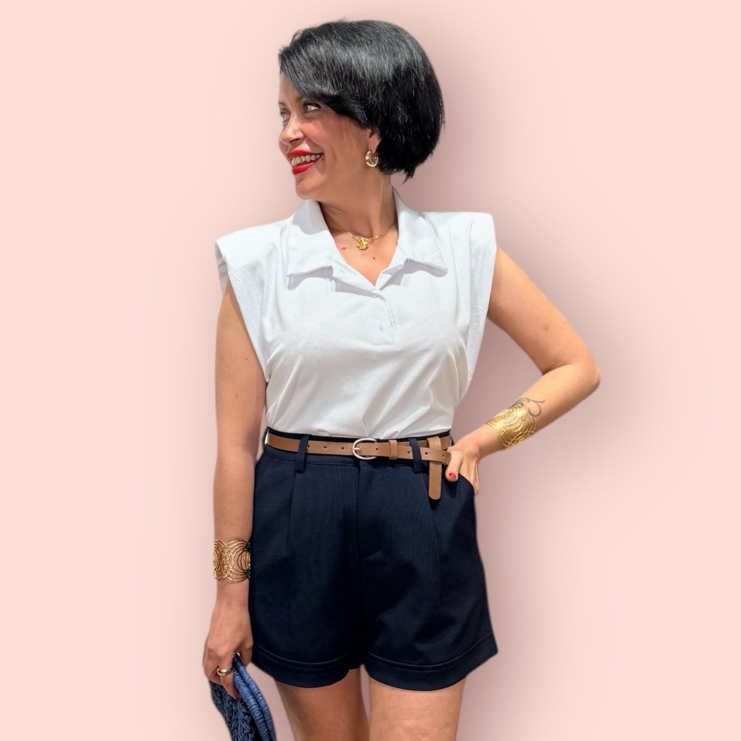 Short pinzas azul marino