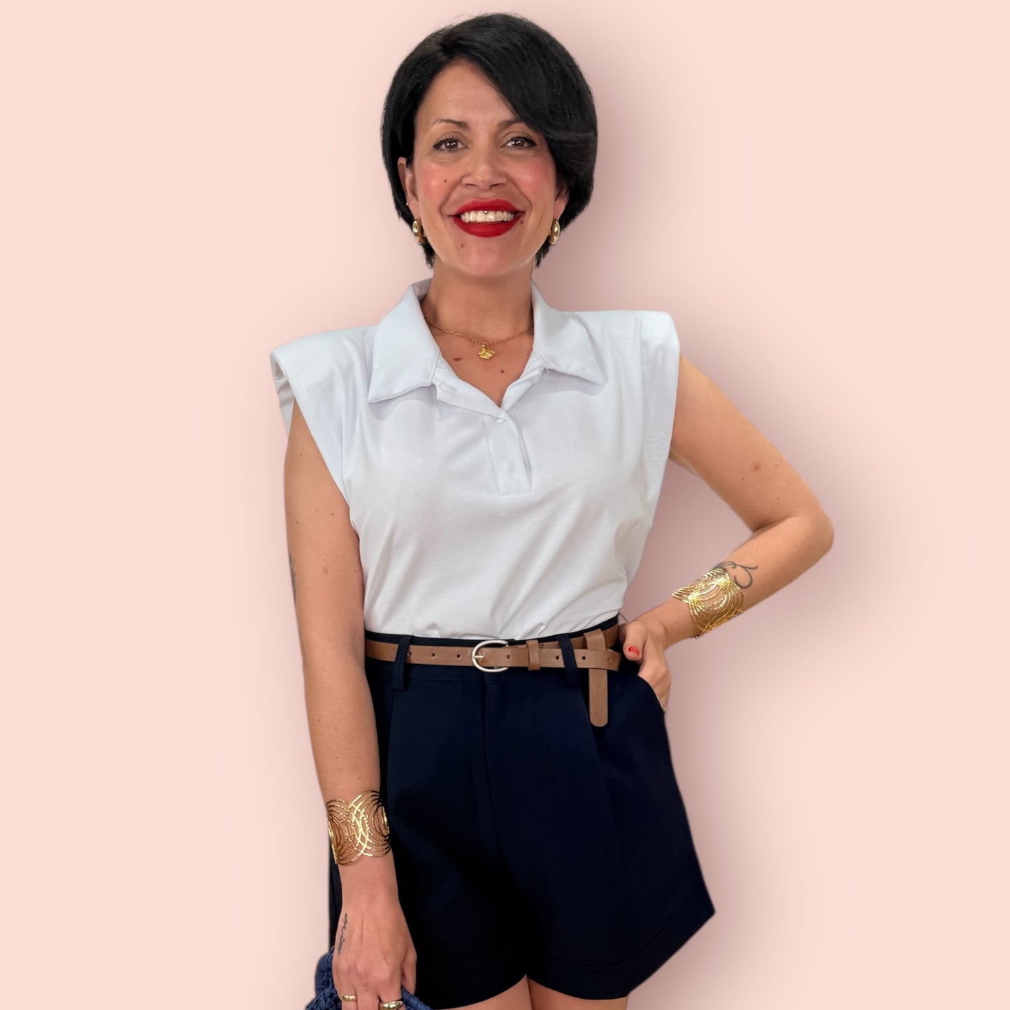 Short pinzas azul marino