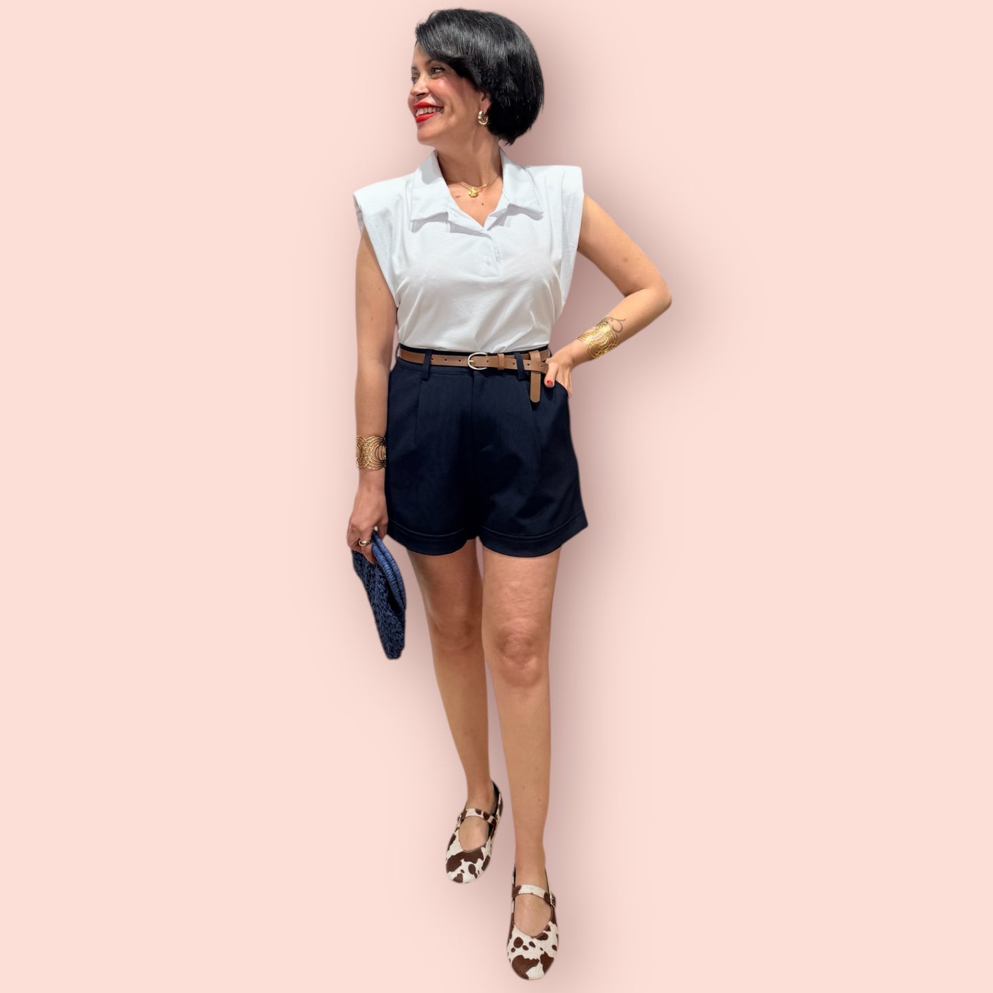 Short pinzas azul marino