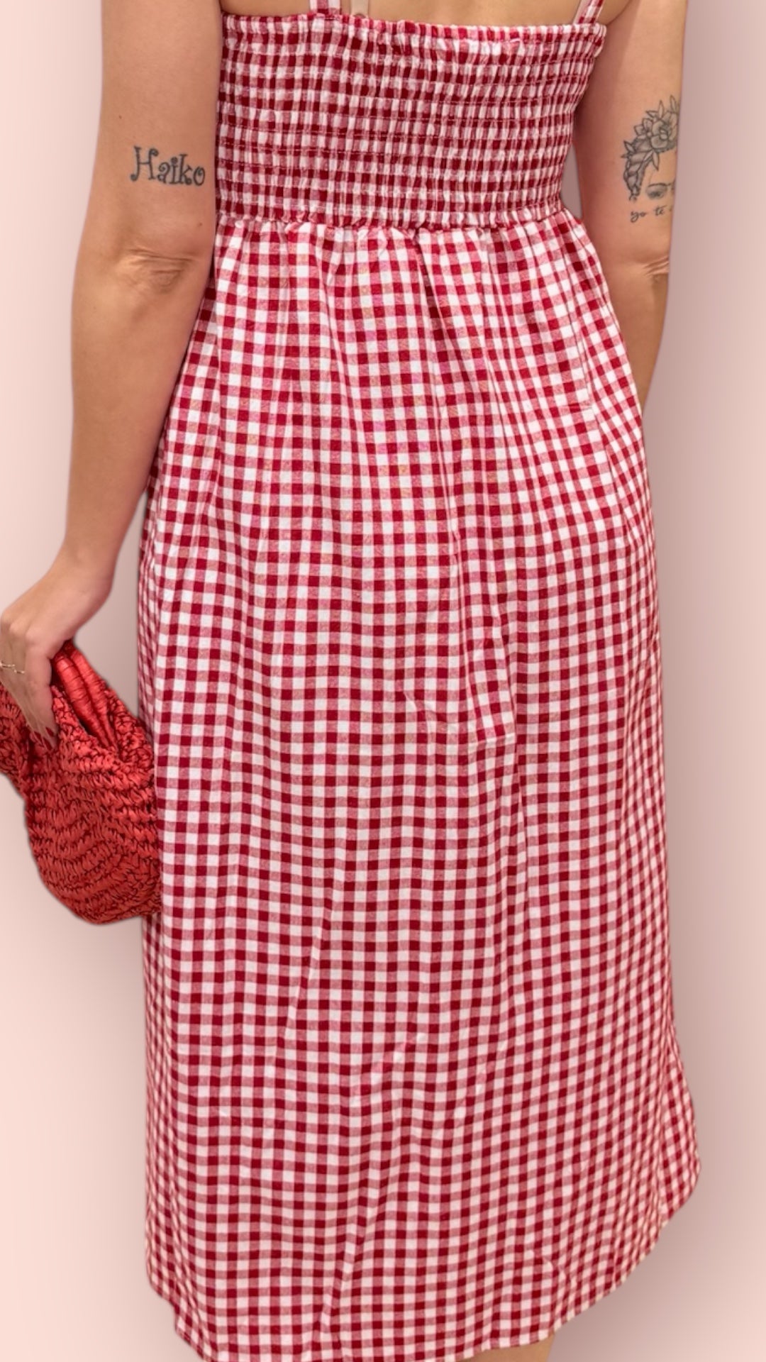 Vestido cuadros vichy rojo