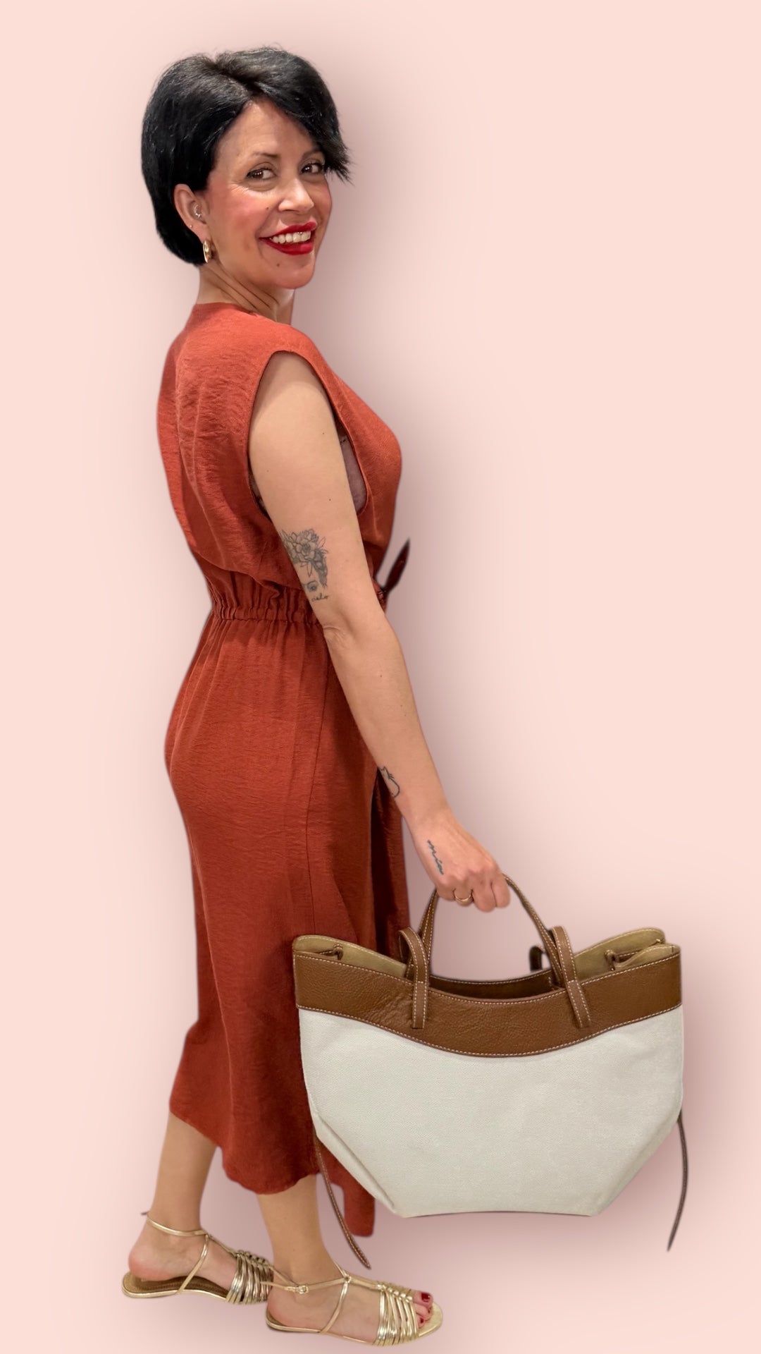 Vestido anudado Teja