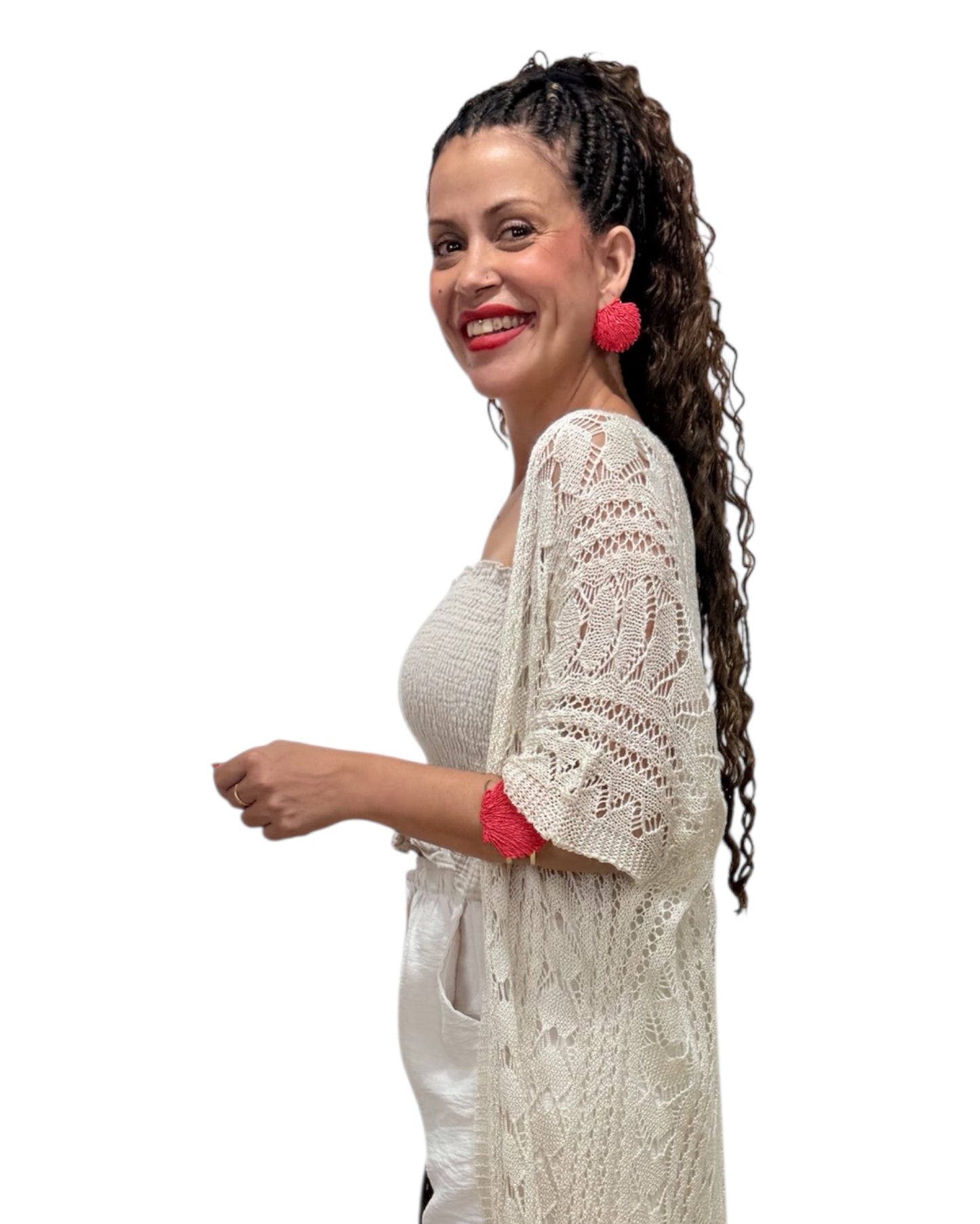 Cárdigan beige crochet