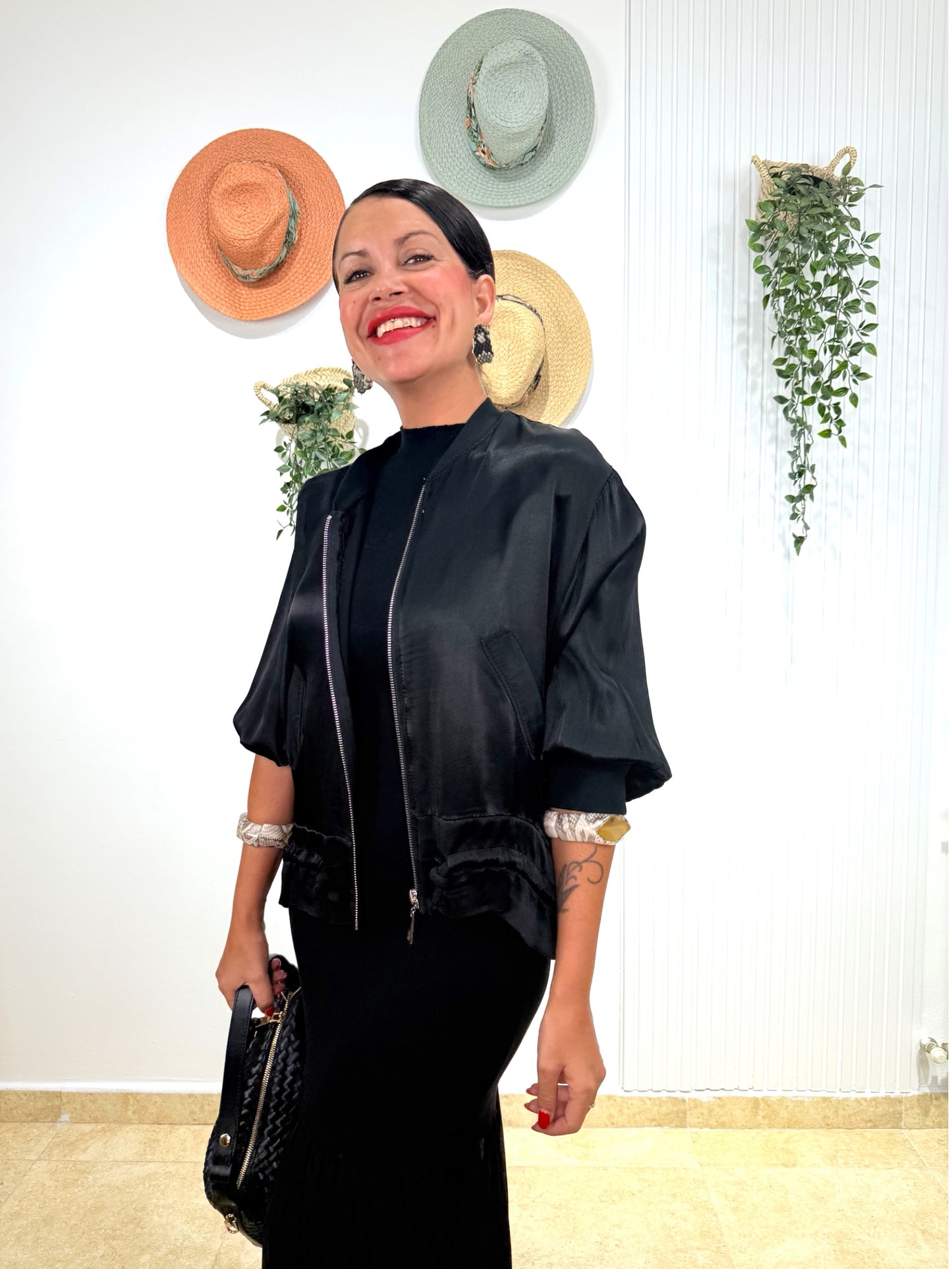 Bomber Satinada negra