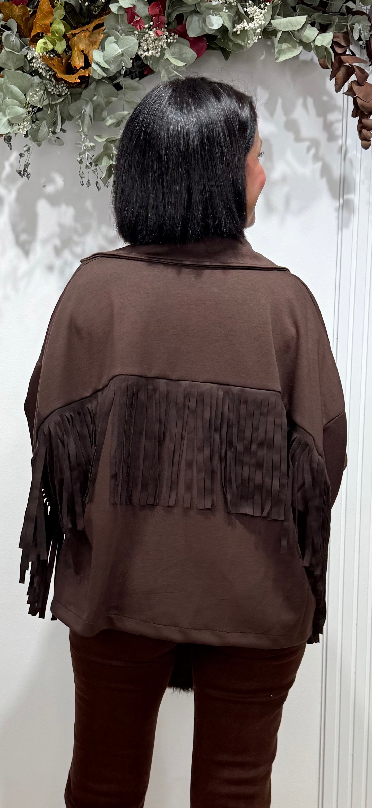 Camisa flecos chocolate