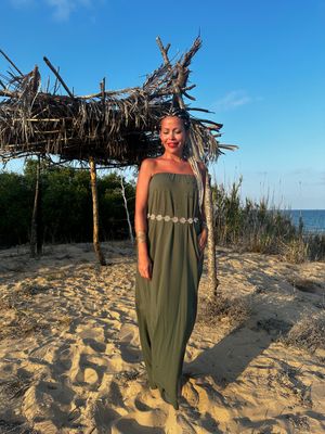 Vestido palapa verde khaki