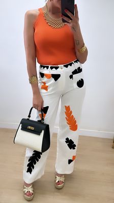 Top naranja canalé