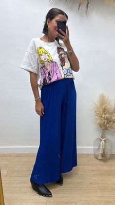 Pantalón plisado azul klein