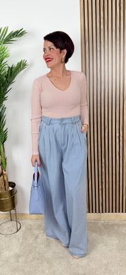 Pantalón denim con tiro alto