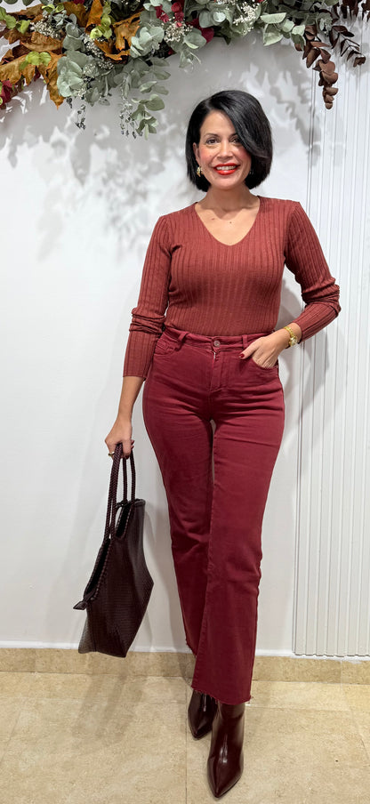 Jeans faja reductora  burdeos