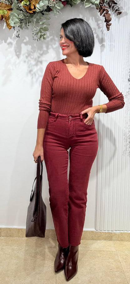 Jeans faja reductora  burdeos