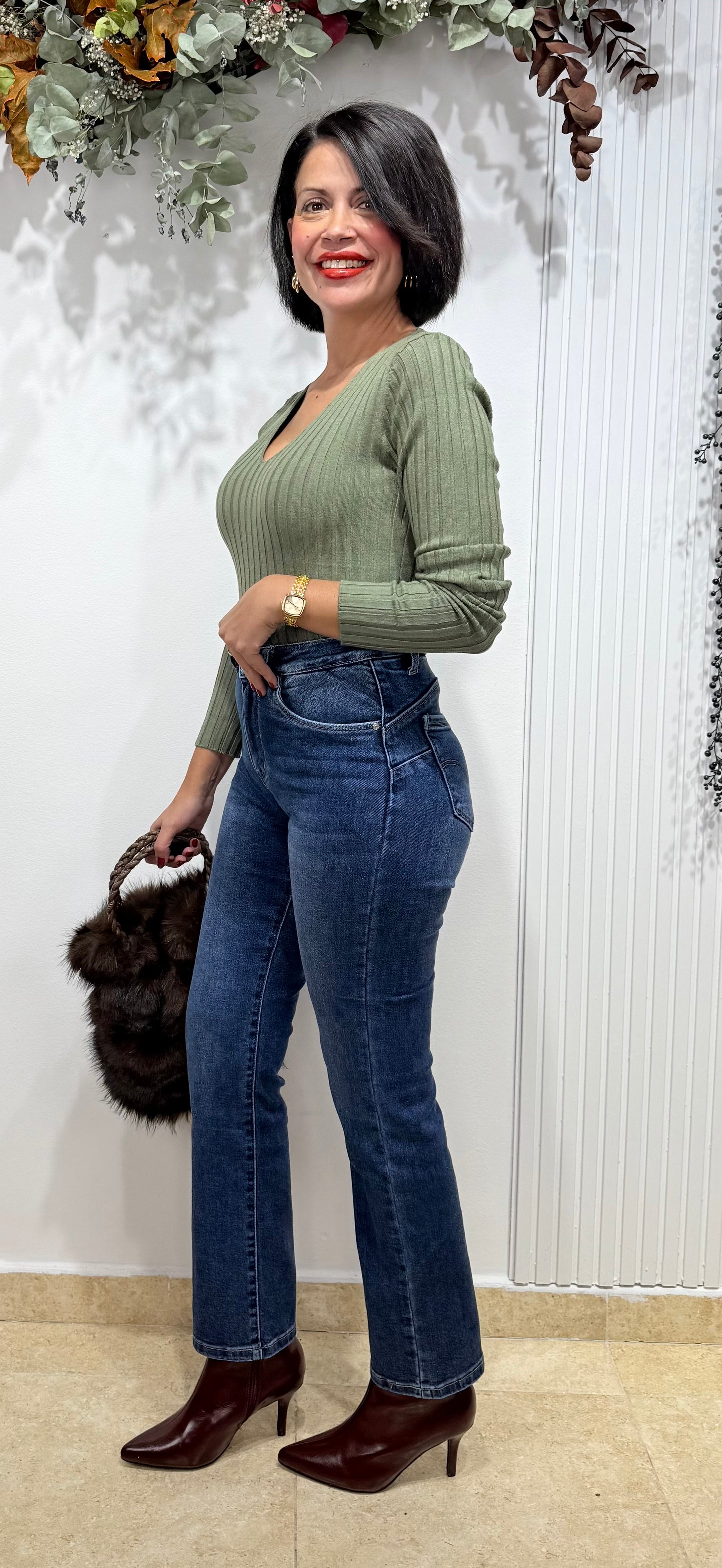 Jeans faja reductora azul