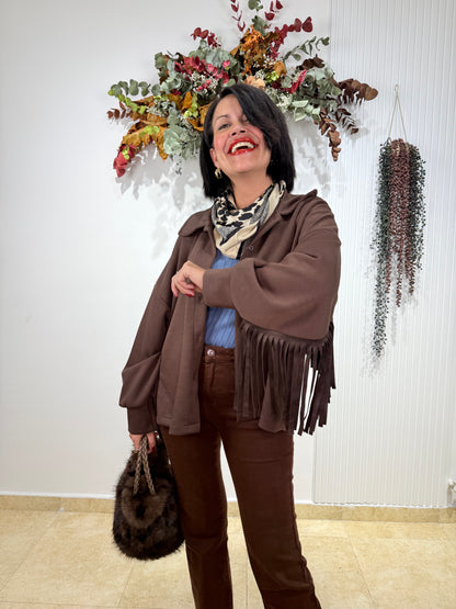 Camisa flecos chocolate