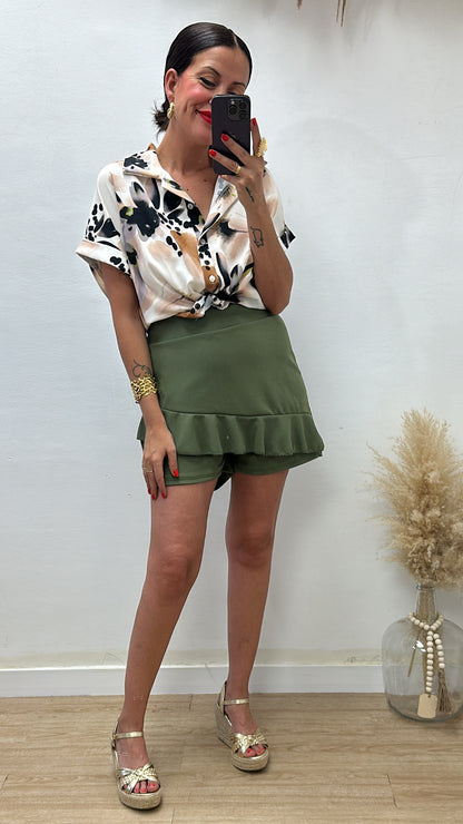 Falda Pantalón volantes khaki