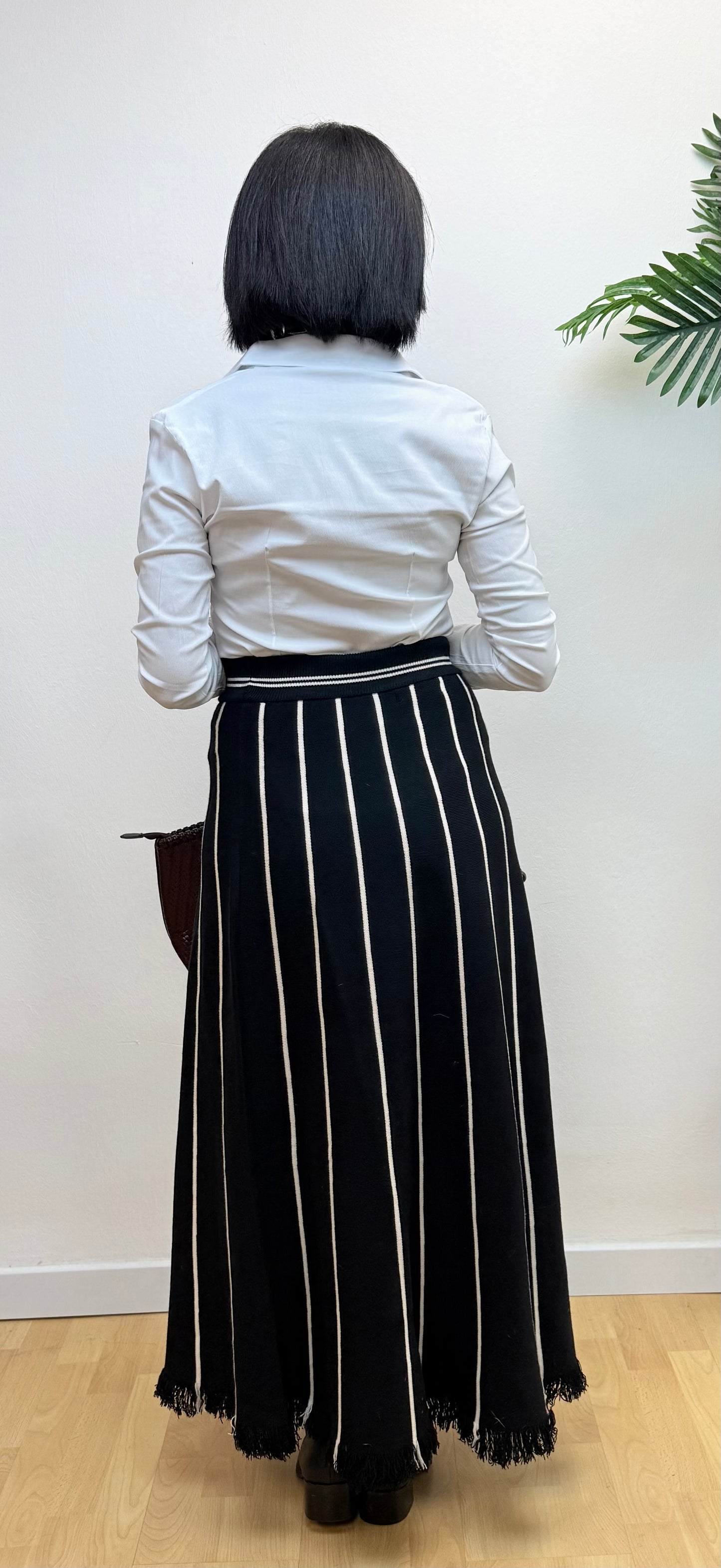 Falda larga rayas negra