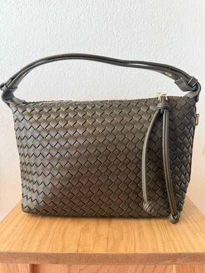 Bolso trenzado verde Caqui
