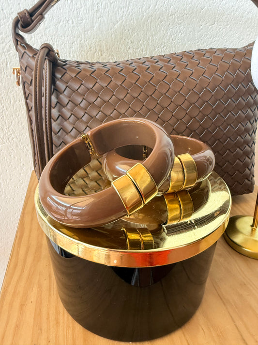 Pulsera Rígida con detalles chocolate