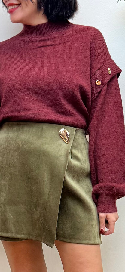 Falda pantalón verde detalle