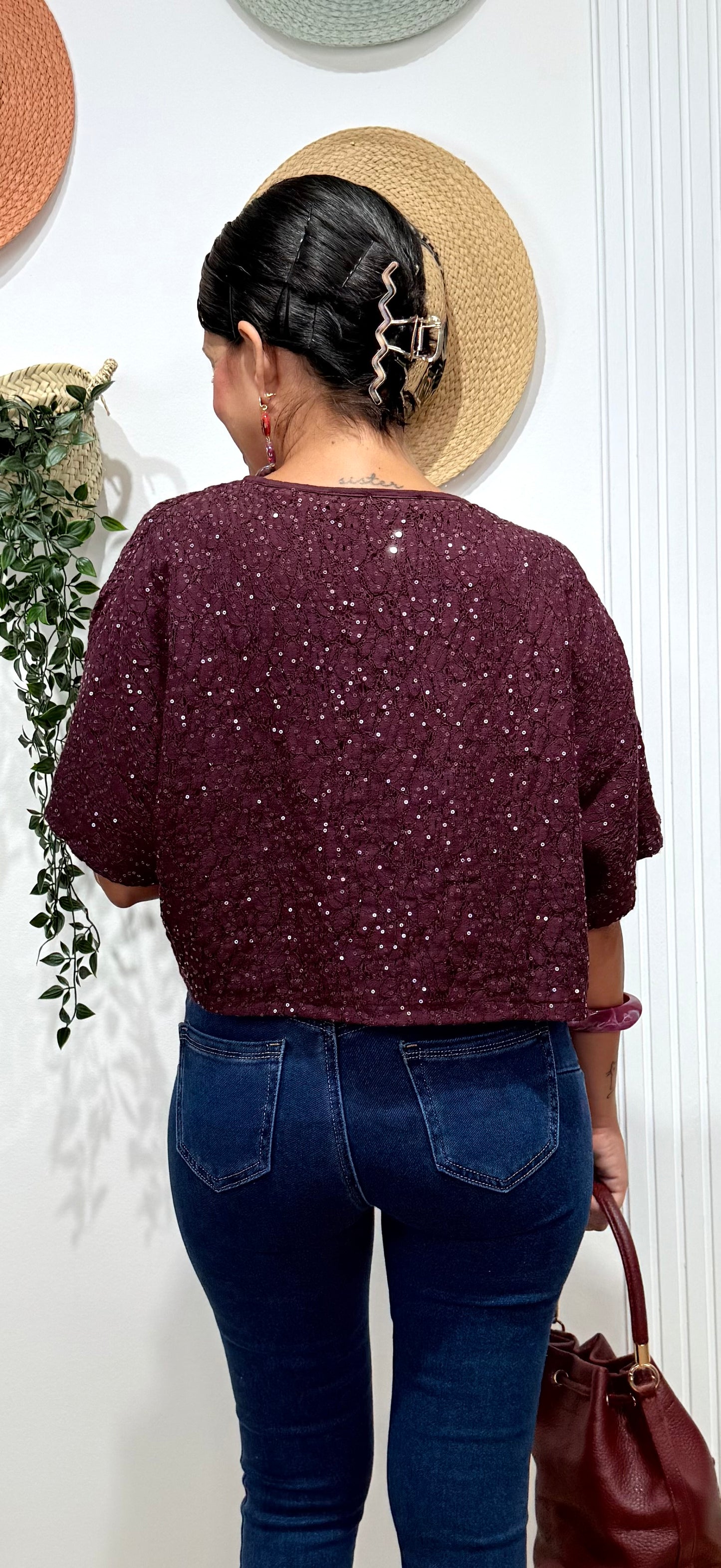 Bomber lentejuelas morado