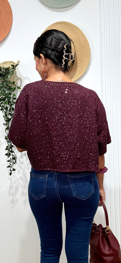 Bomber lentejuelas morado