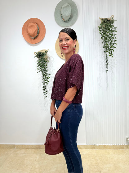 Bomber lentejuelas morado