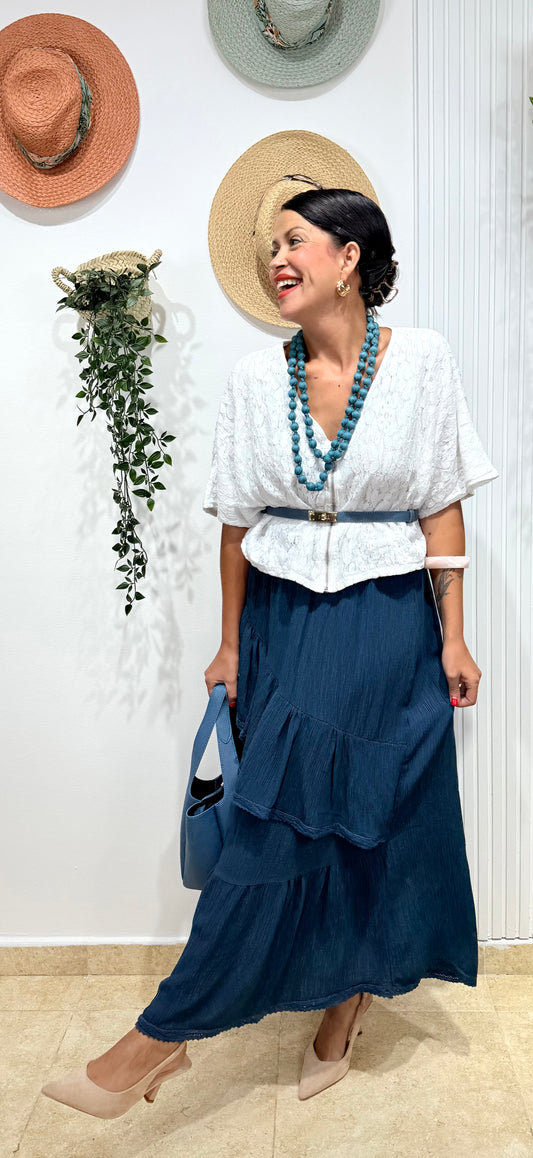 Falda volantes azull inígo