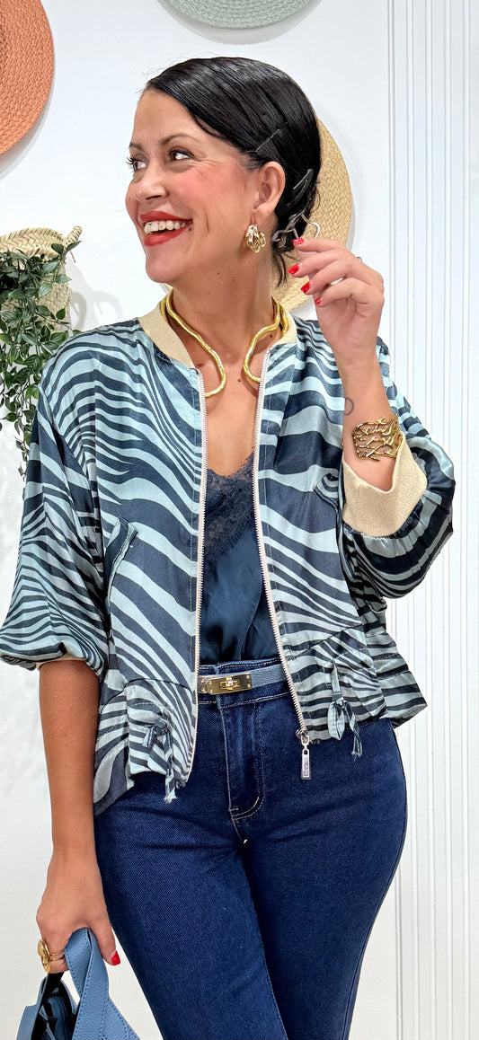 Bomber print combi azul