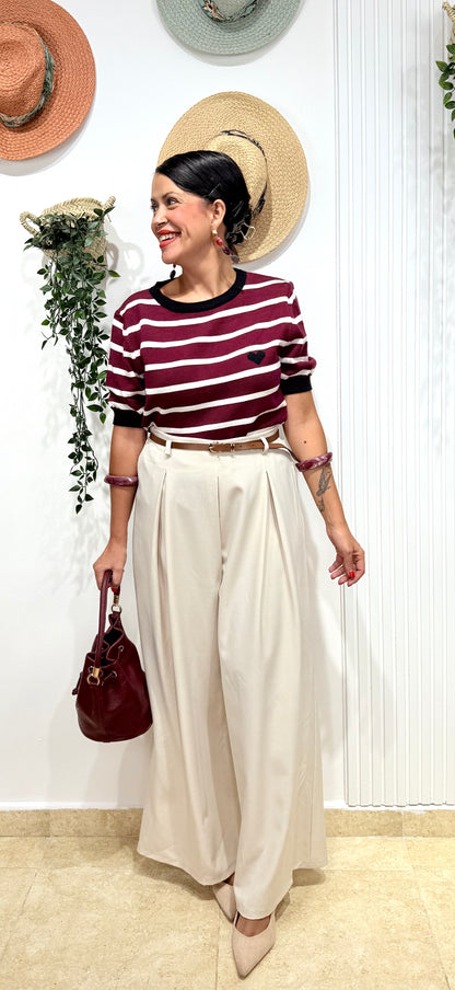 Jersey marinero burdeos- beige