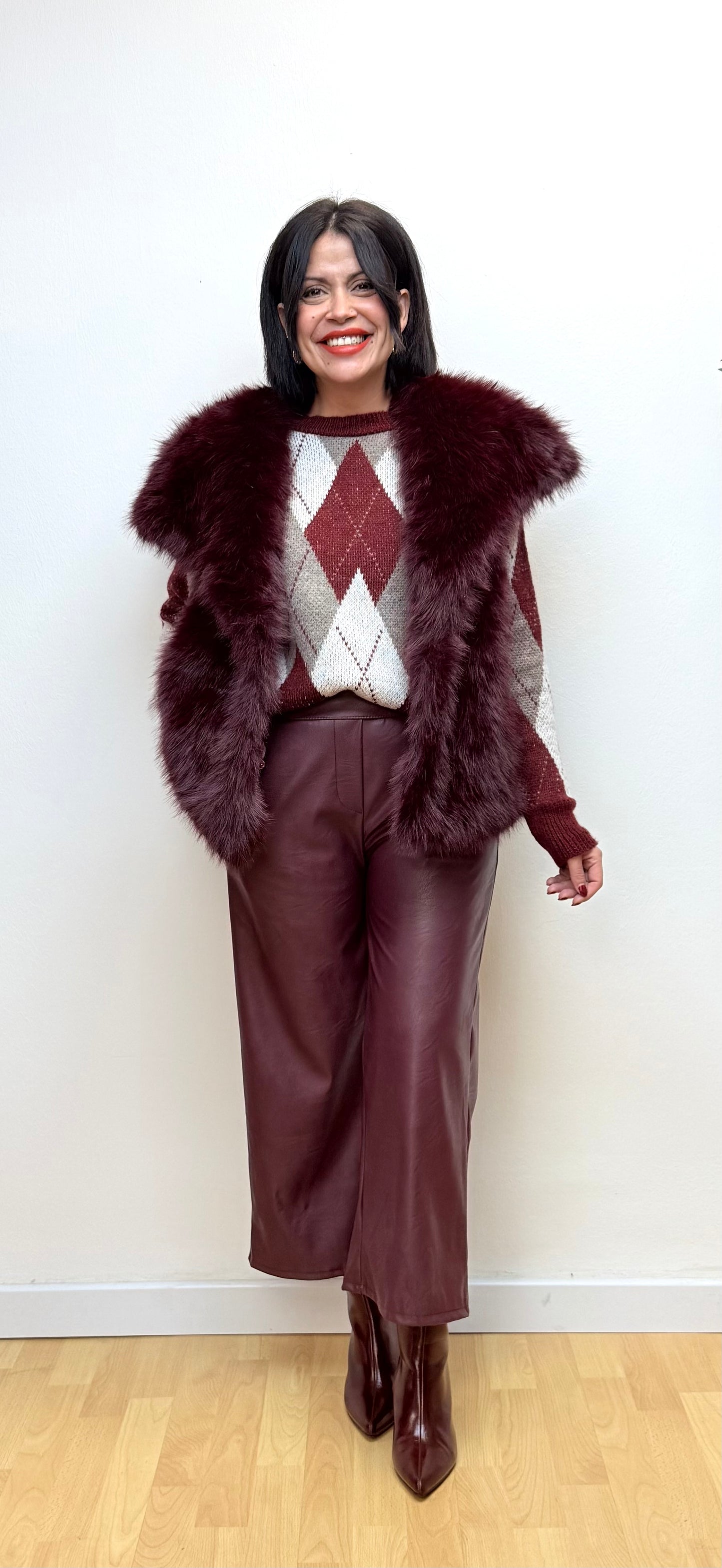 Jersey rombos burdeos Mía