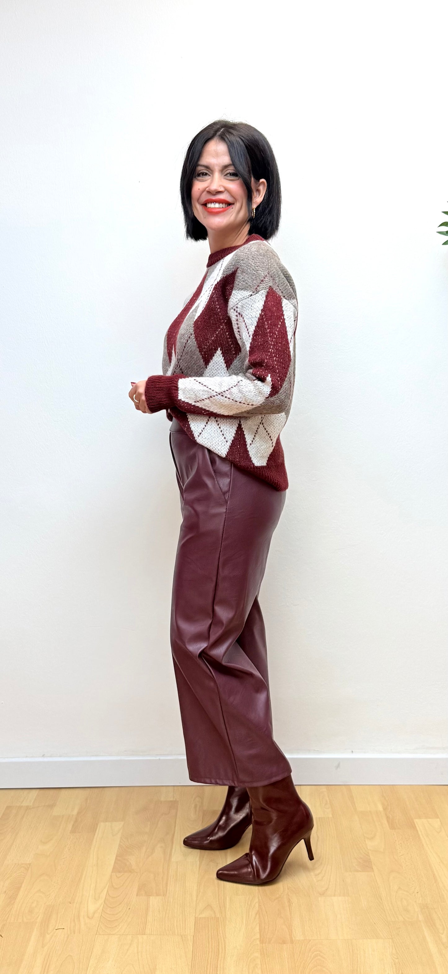 Jersey rombos burdeos Mía