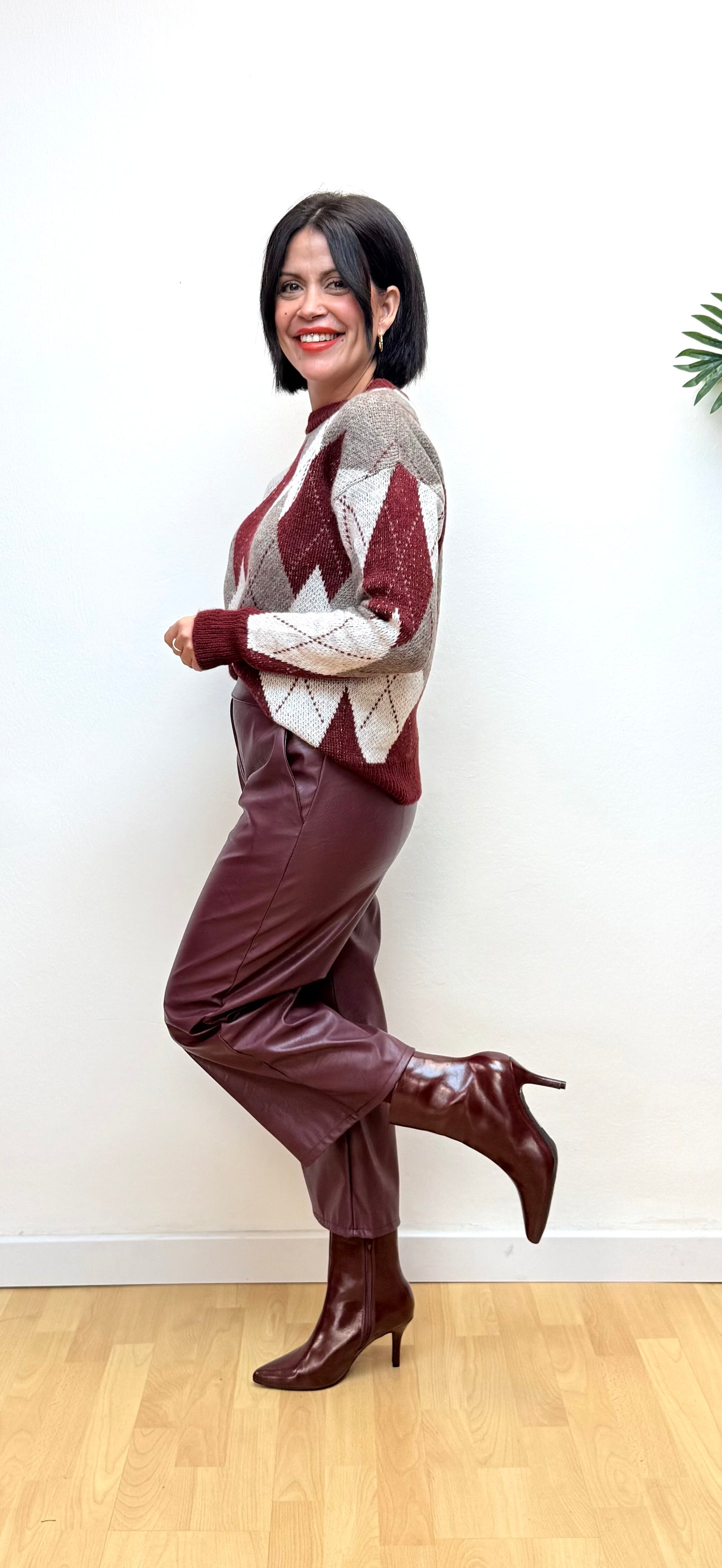 Jersey rombos burdeos Mía