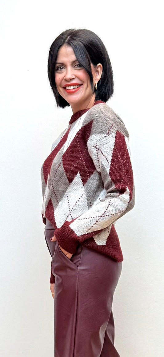 Jersey rombos burdeos Mía