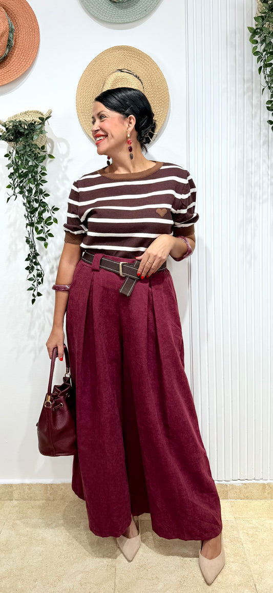 Pantalón melocotón burdeos