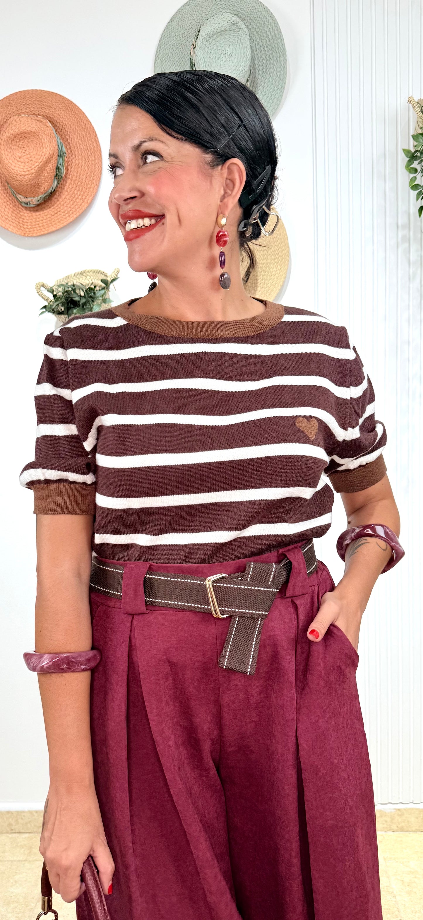 Jersey marinero chocolate- beige