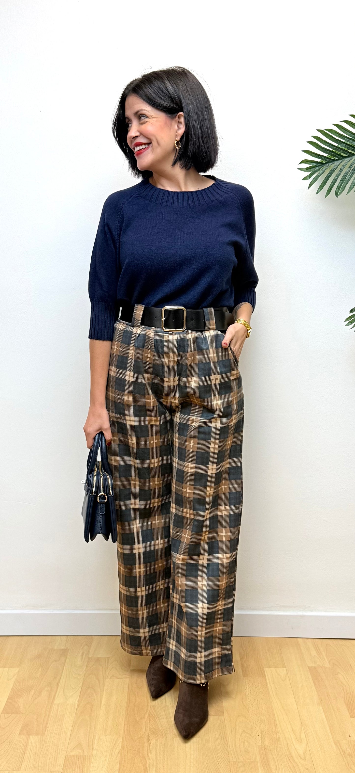 Pantalón cuadros camel Shopie