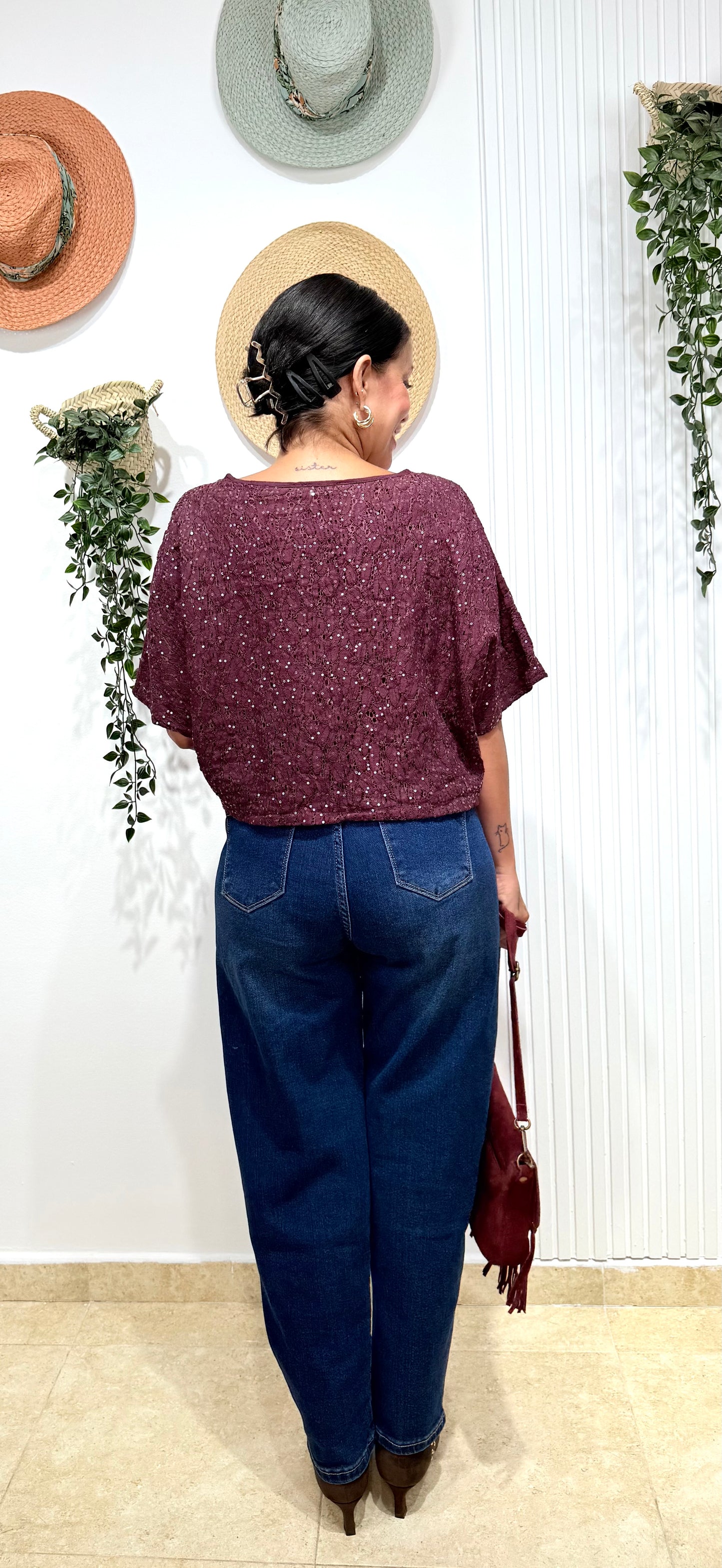 Bomber lentejuelas morado