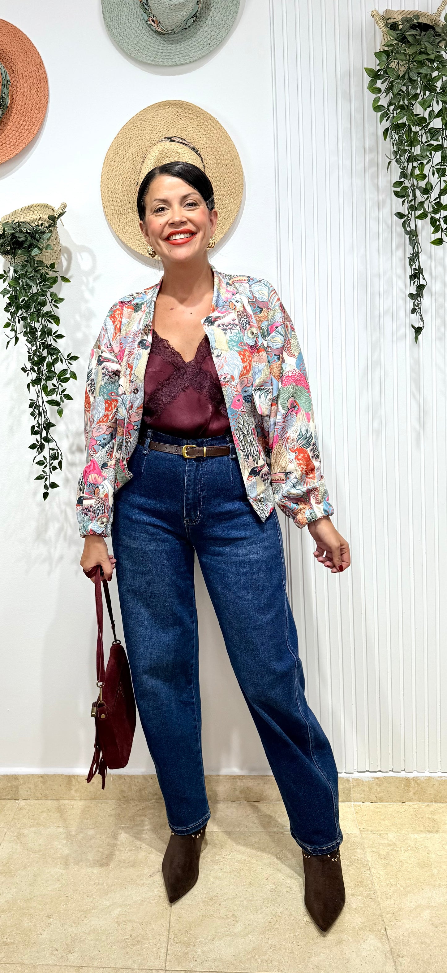Bomber estampada rosa