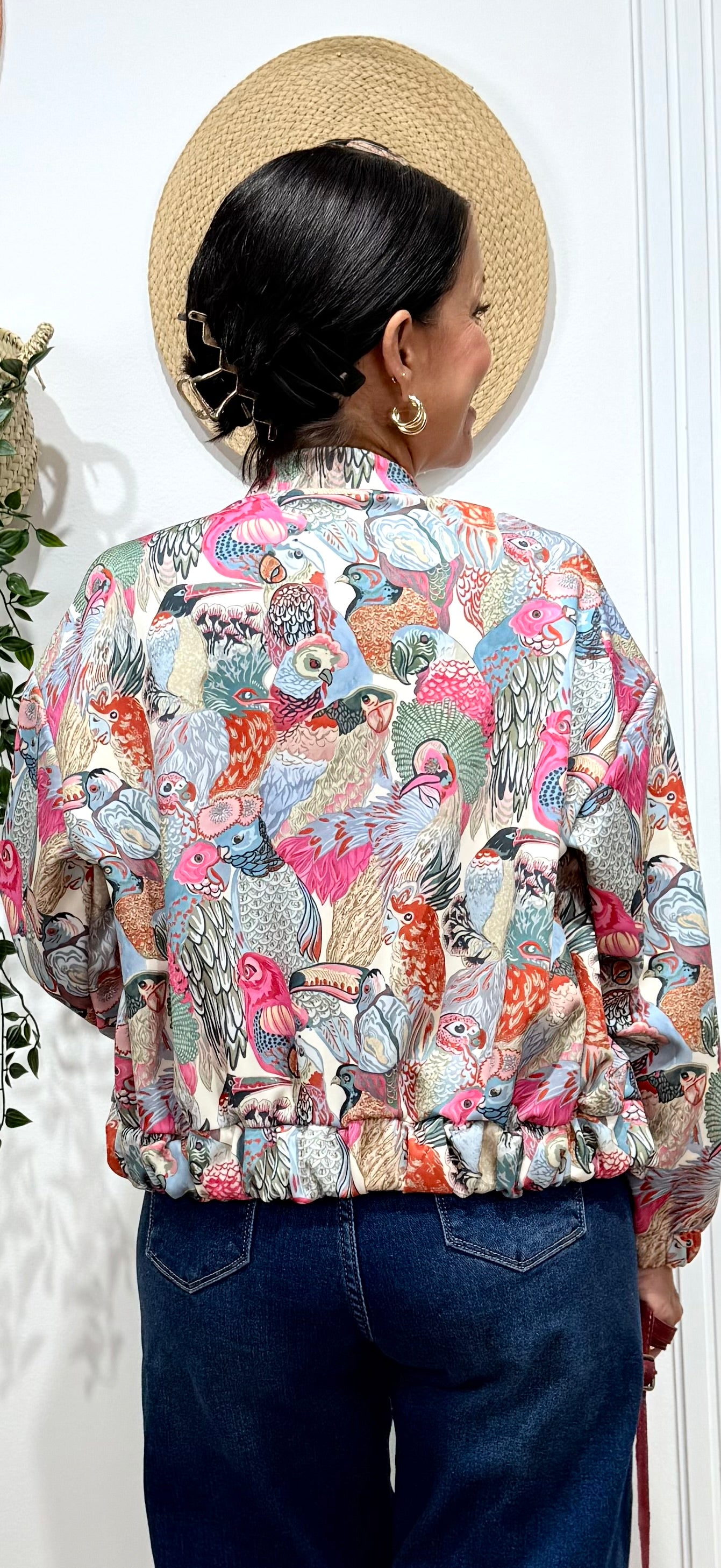 Bomber estampada rosa