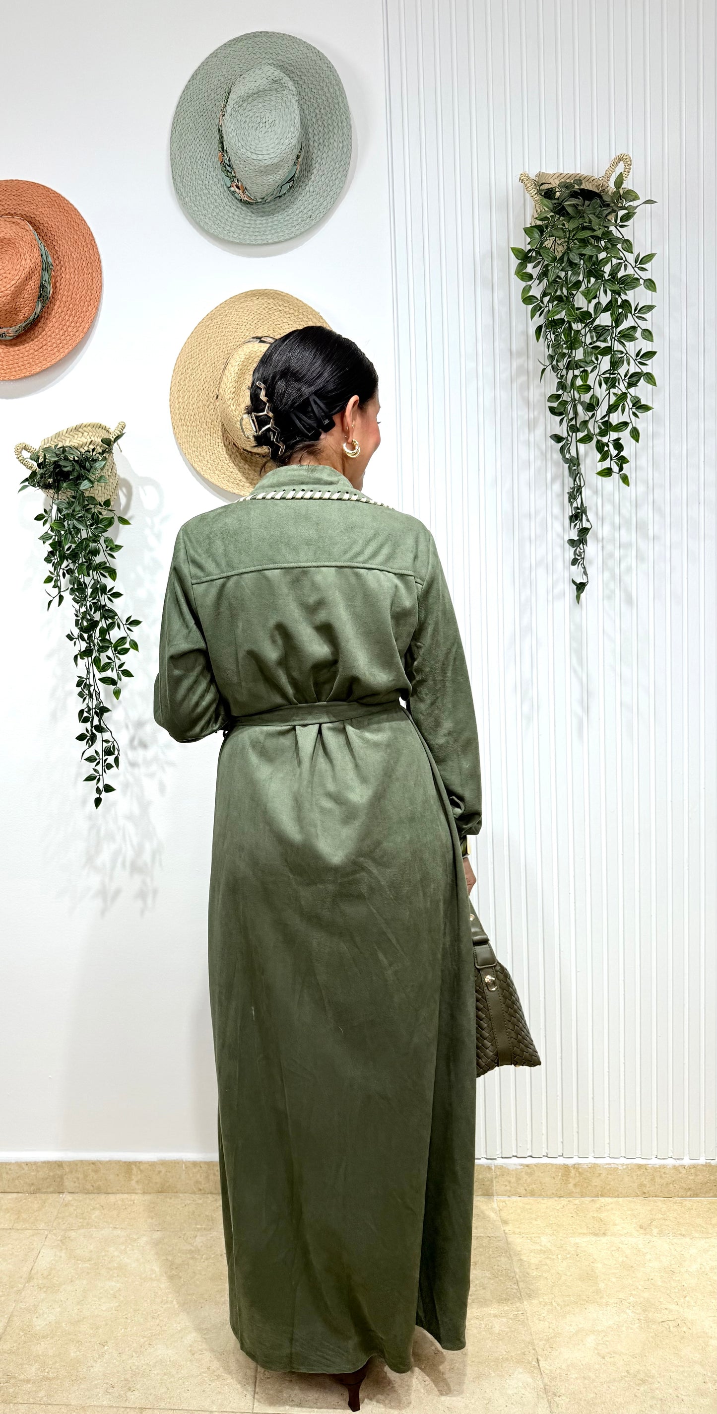 Vestido antelina verde caqui