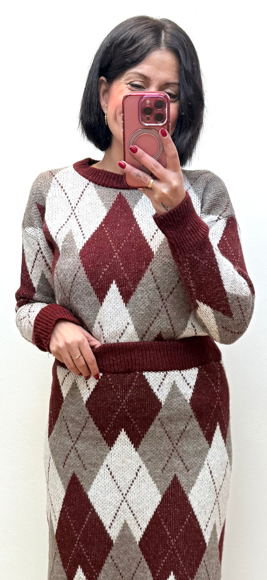 Jersey rombos burdeos Mía