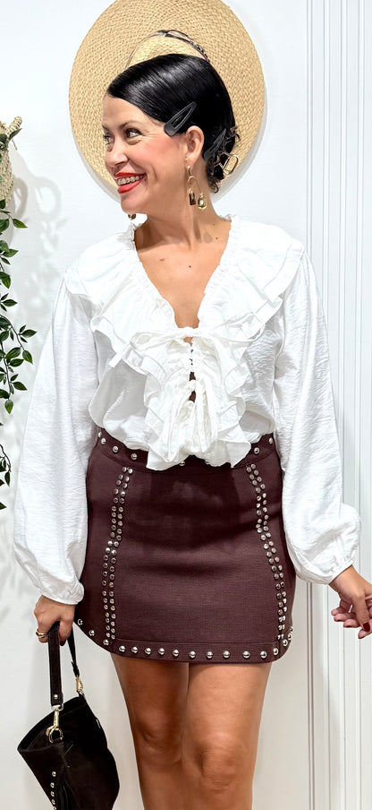Camisa volantes blanca