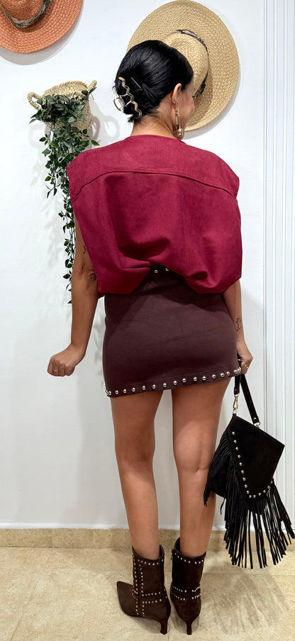 Chaleco antelina burdeos