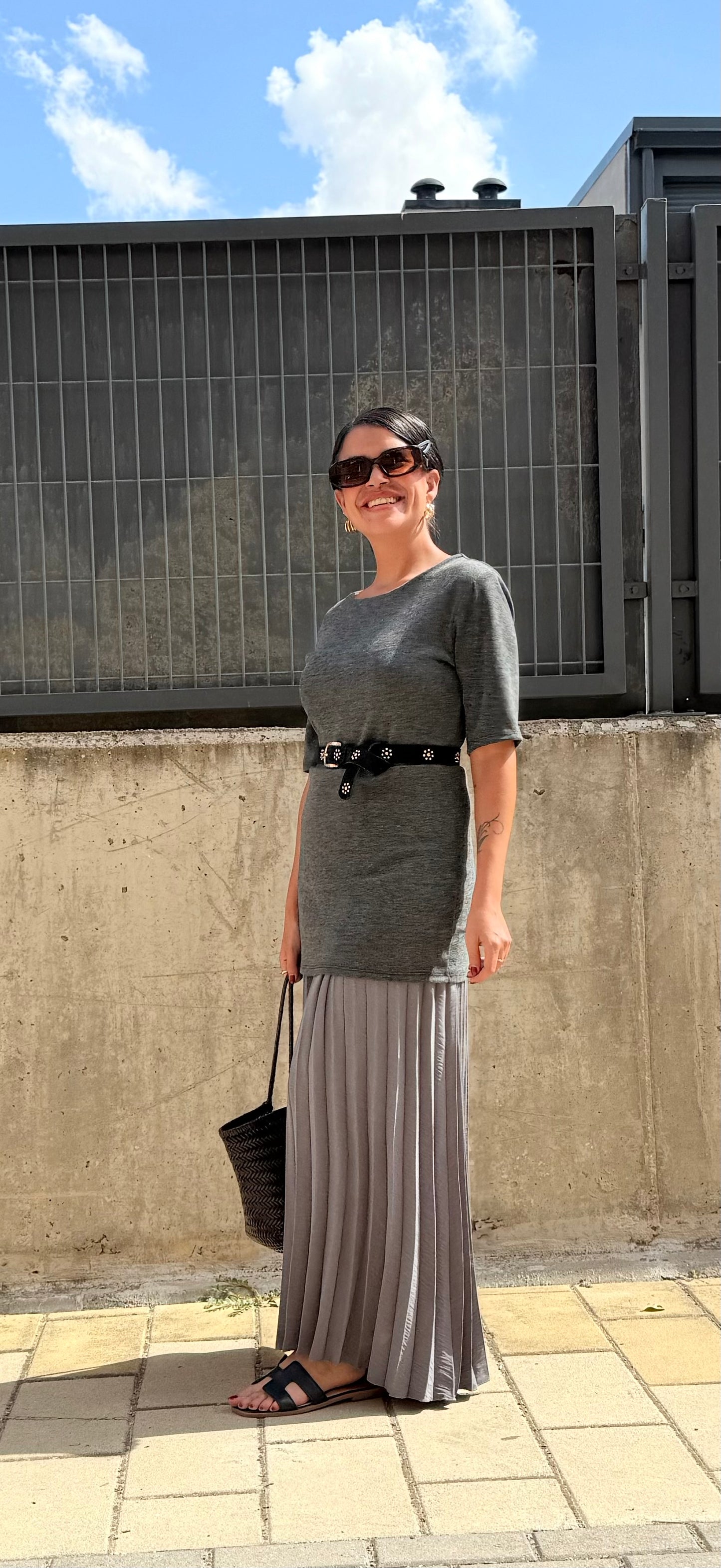 Vestido combi gris