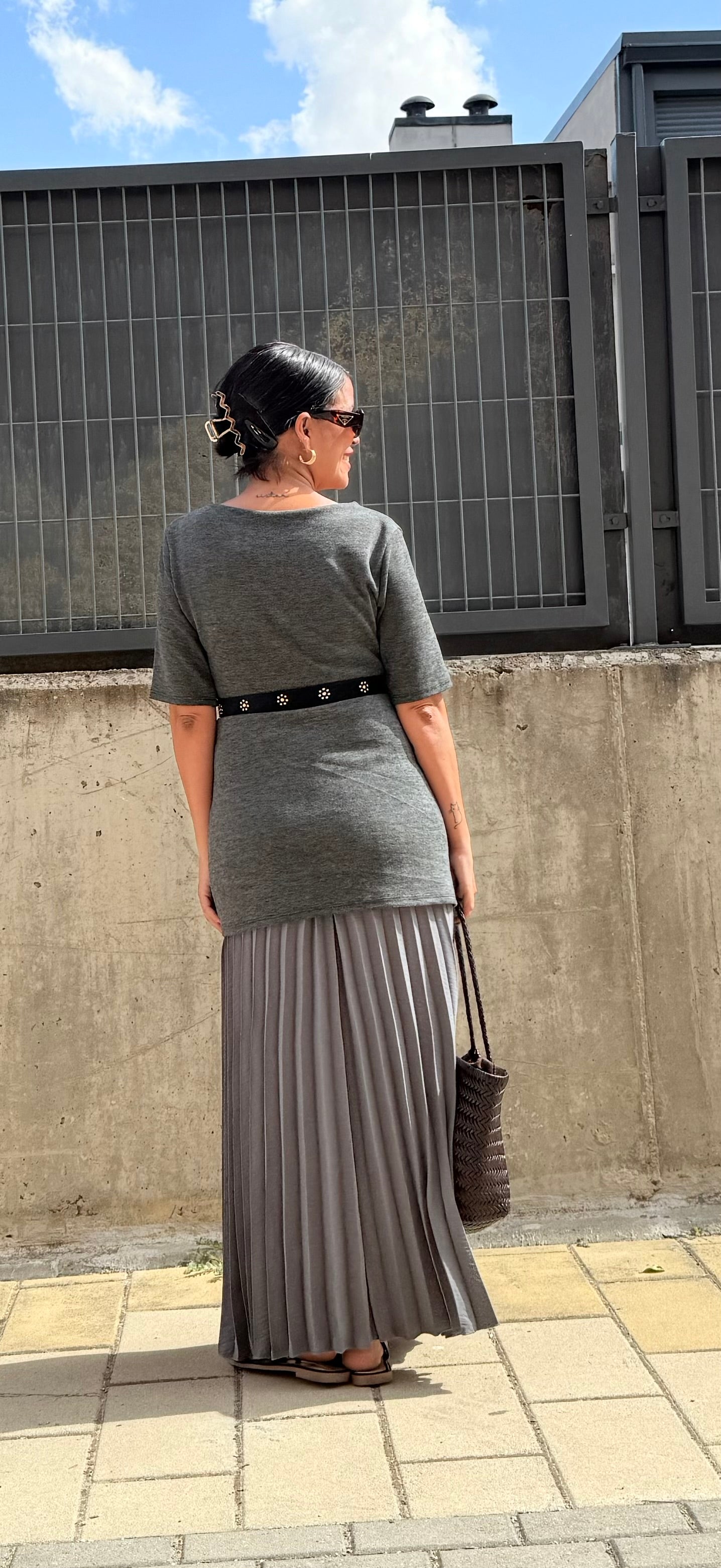 Vestido combi gris