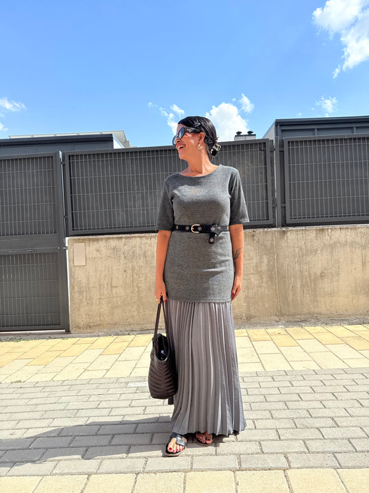 Vestido combi gris