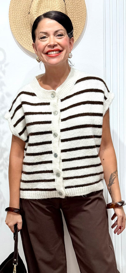 Chaleco marinero beige-choco