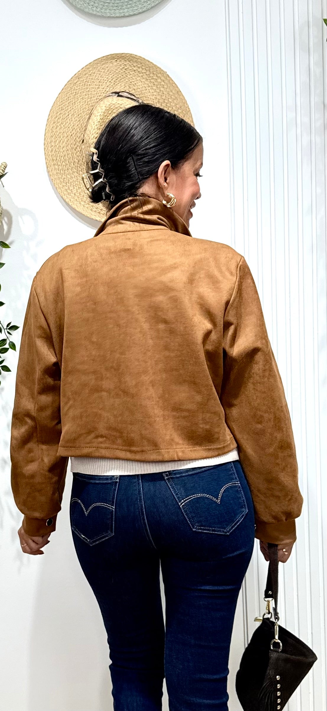 Chaqueta antelina camel