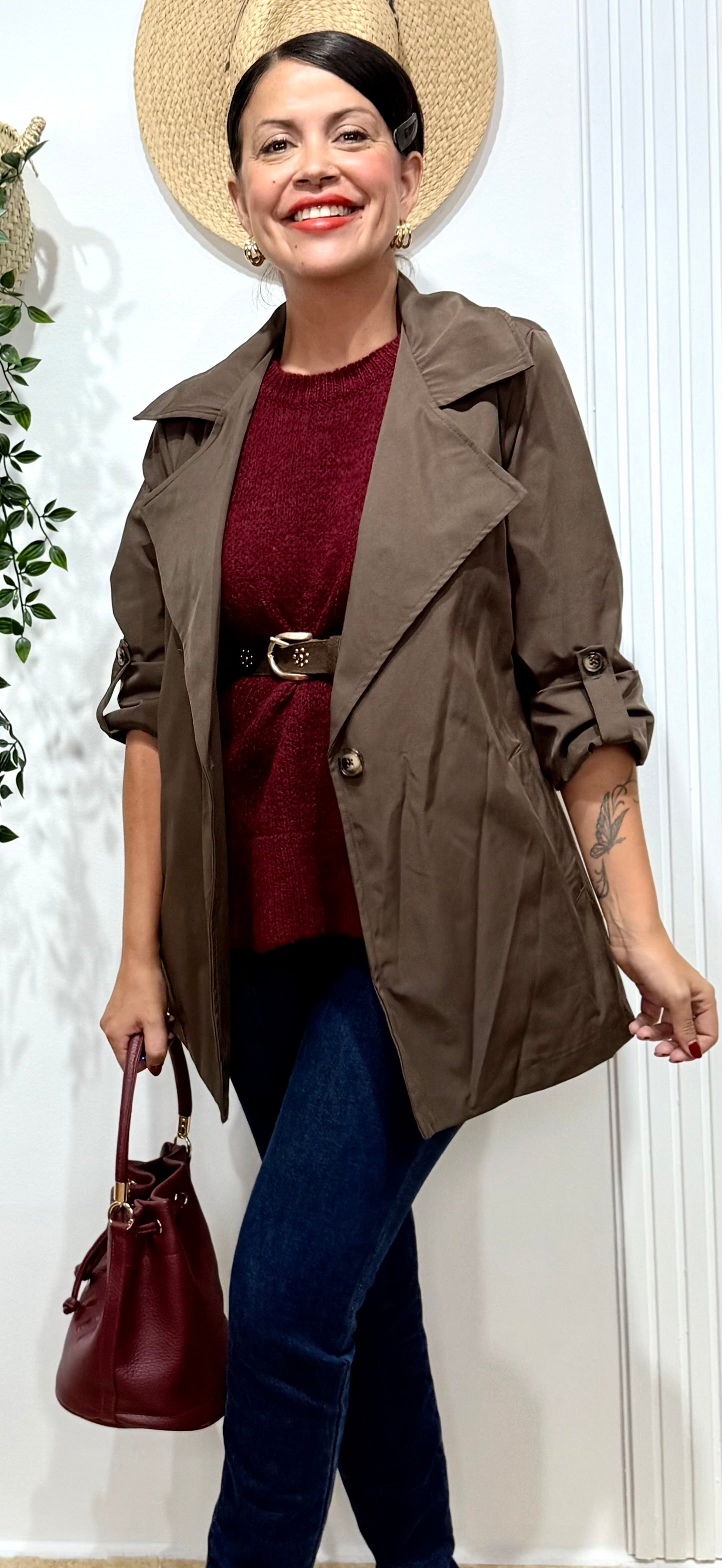 Gabardina chocolate corta