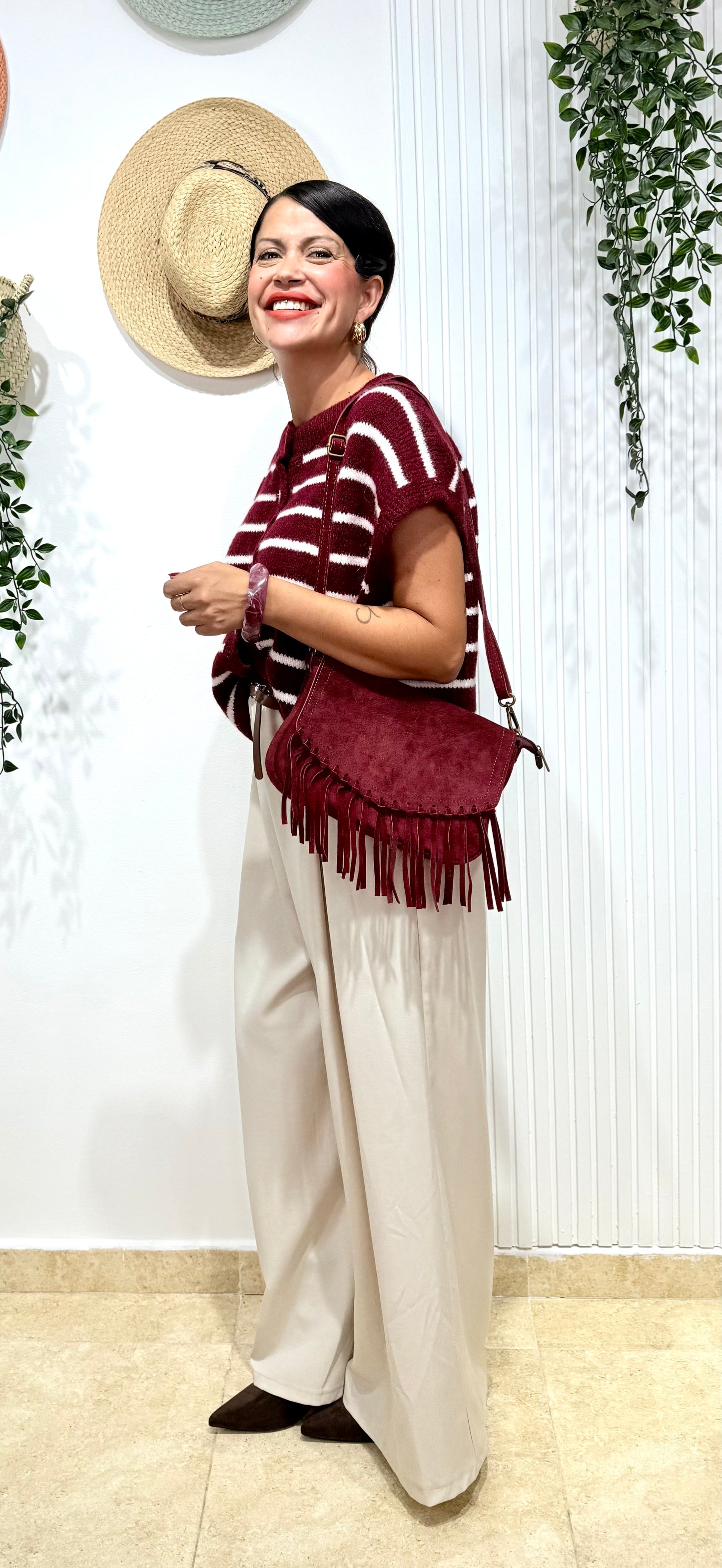 Chaleco marinero burdeos -beige