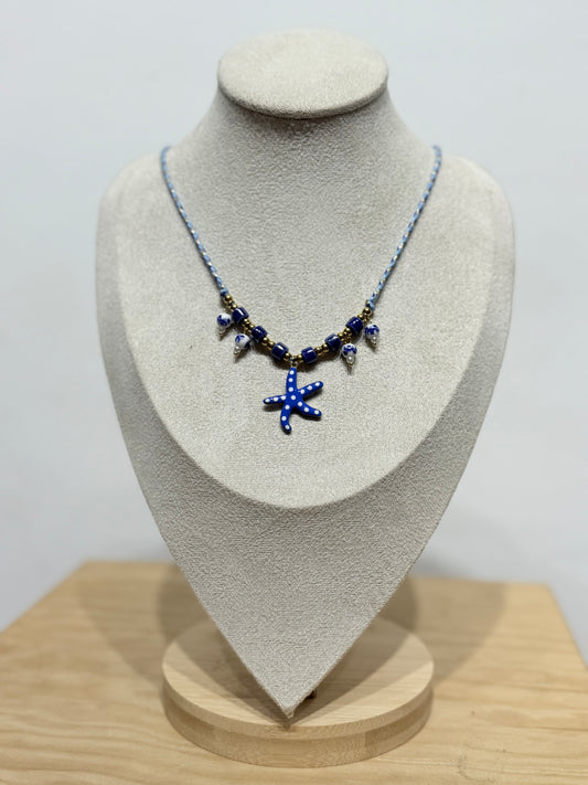 Collar abalorios estrella azul